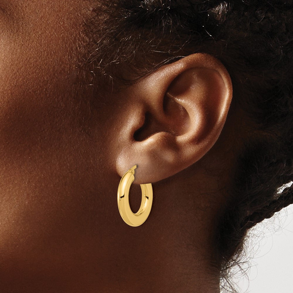 Polished Tube Hoop Earrings — 14K Yellow Gold