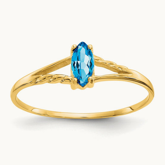 Blue Topaz Birthstone Ring, 14K
