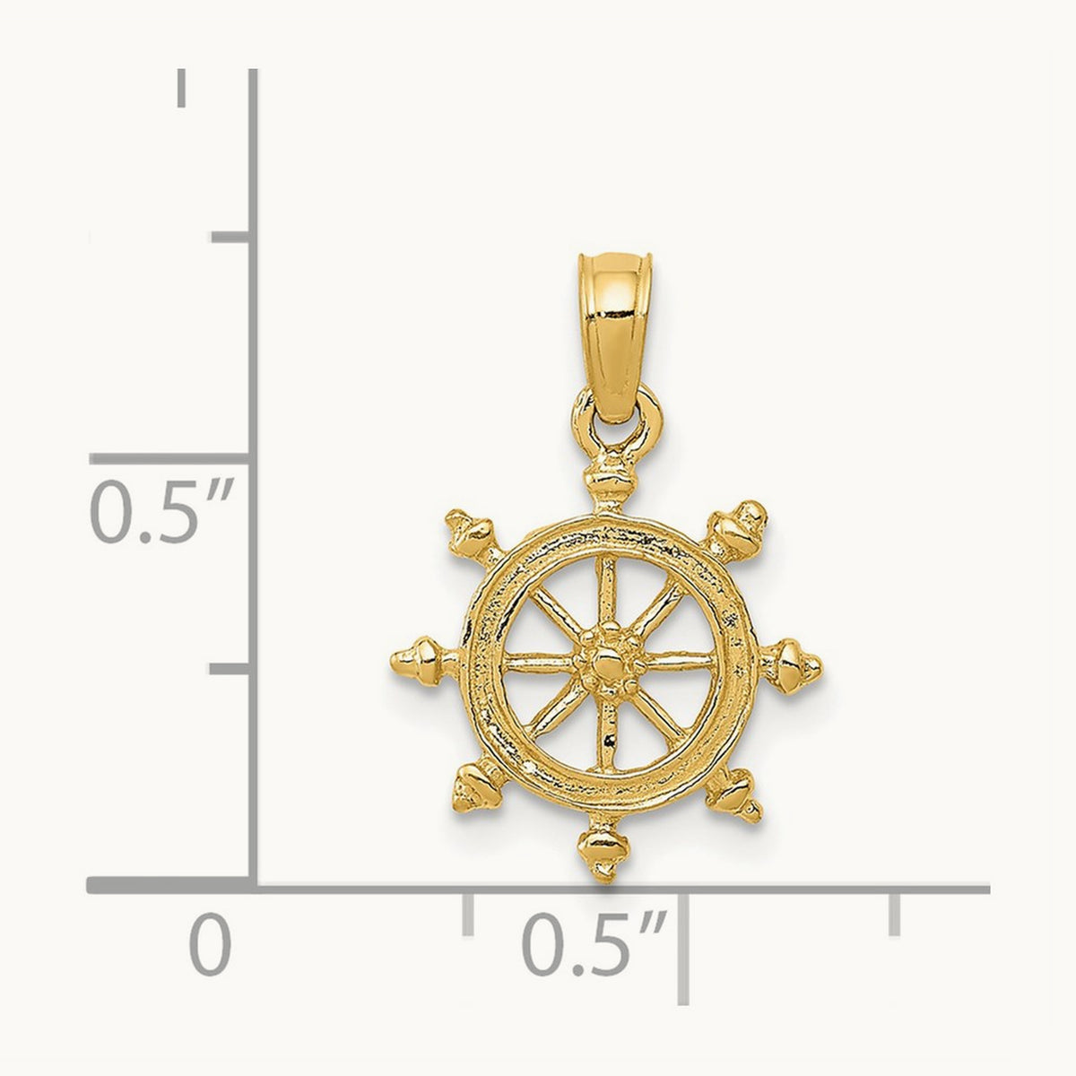 Ship Wheel Pendant — 14K Yellow Gold