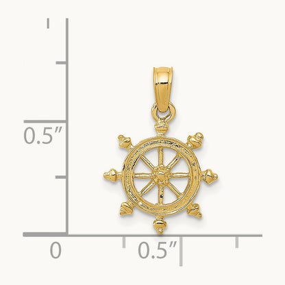 Ship Wheel Pendant — 14K Yellow Gold