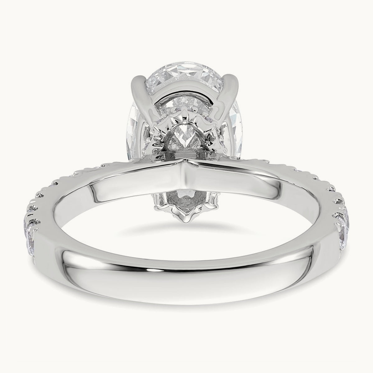 Oval Semi-Mount Solitaire Engagement Ring, 0.25-0.50 ct tw Lab-Grown Diamond — 5/8 ct, VS/SI (Great), 14K White Gold