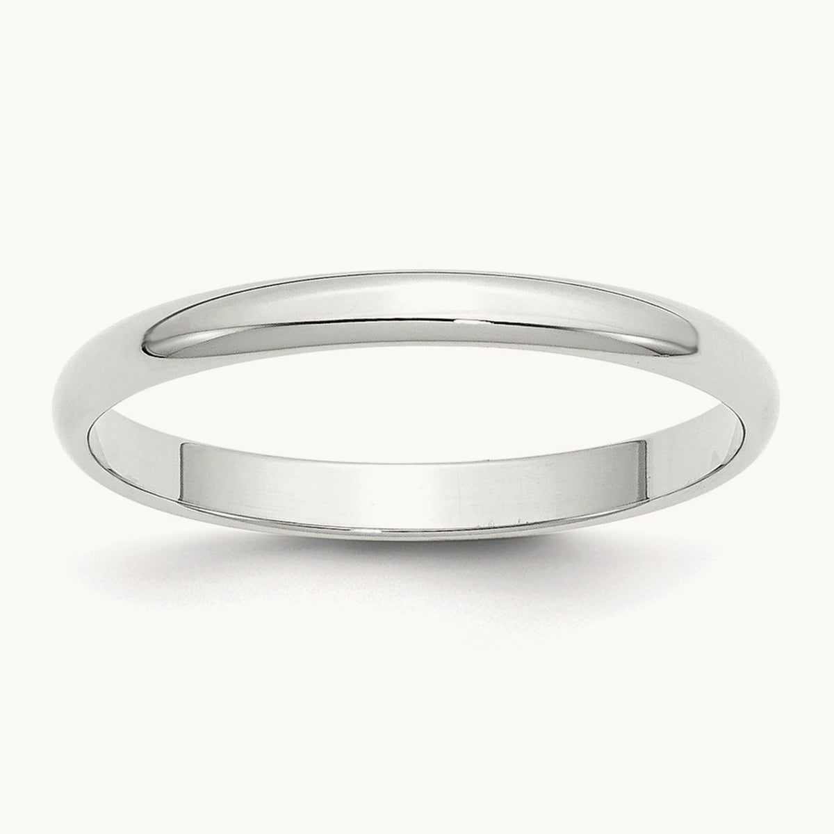 Lightweight Half Round Band, 2.5mm, 10K White Gold
