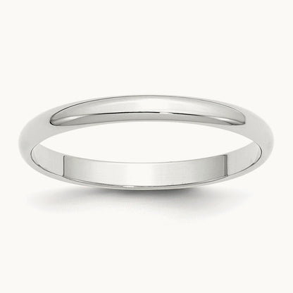 Lightweight Half Round Band, 2.5mm, 10K White Gold