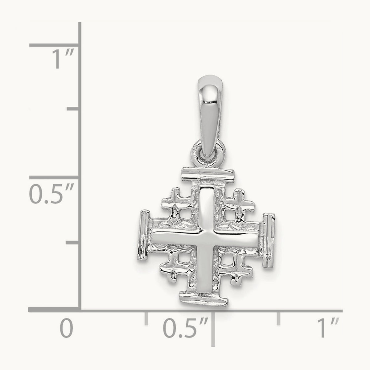 Jerusalem Cross Charm — 14K White Gold