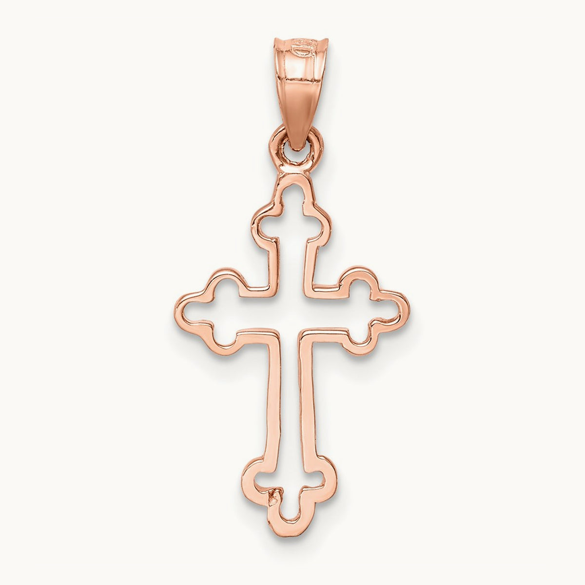 Polished Cross Pendant, 14K Rose