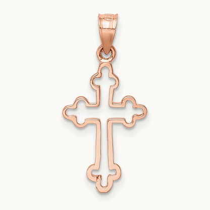 Polished Cross Pendant, 14K Rose