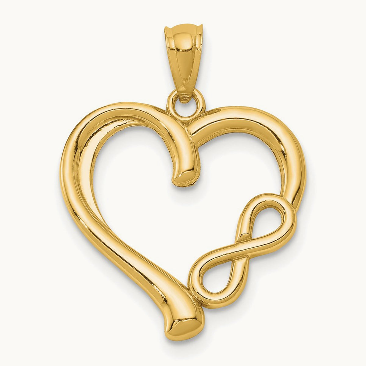 Polished Infinity Symbol Heart Pendant, 14K