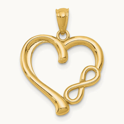 Polished Infinity Symbol Heart Pendant, 14K