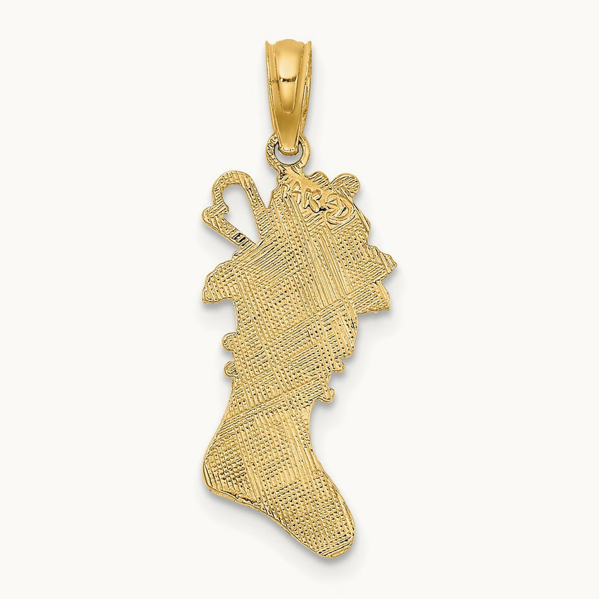 Polished Christmas Stocking Charm, 14K