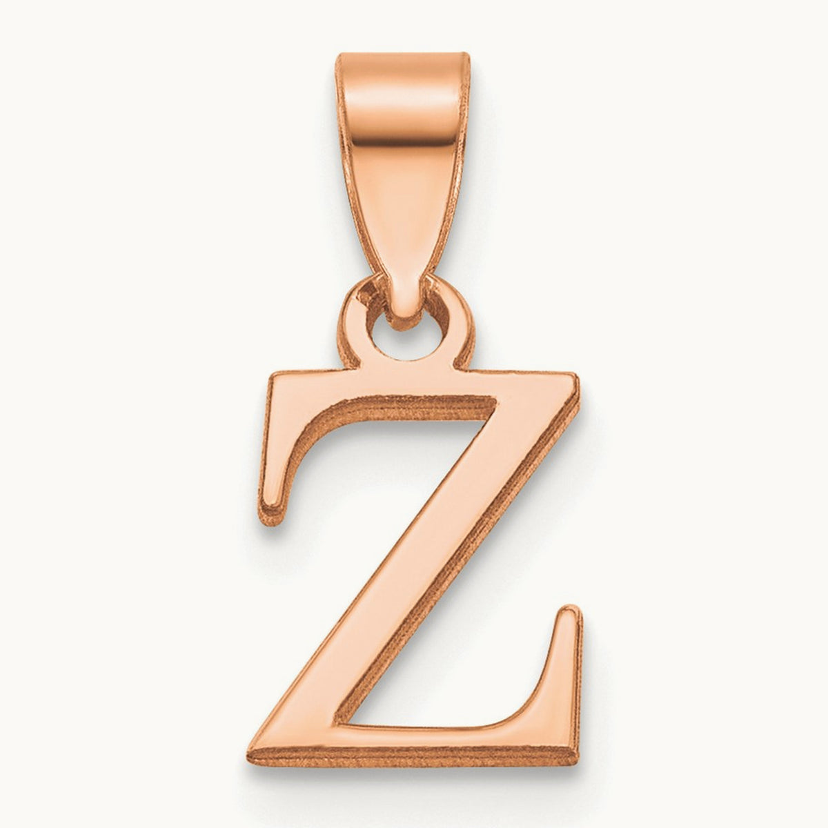 Polished Block Initial Pendant — 14K Rose Gold, Z