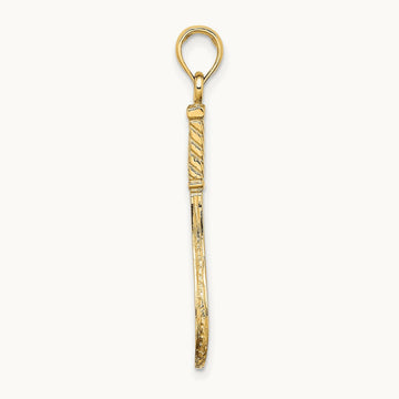 Solid Polished 3-D Tennis Racquet Charm — photo set