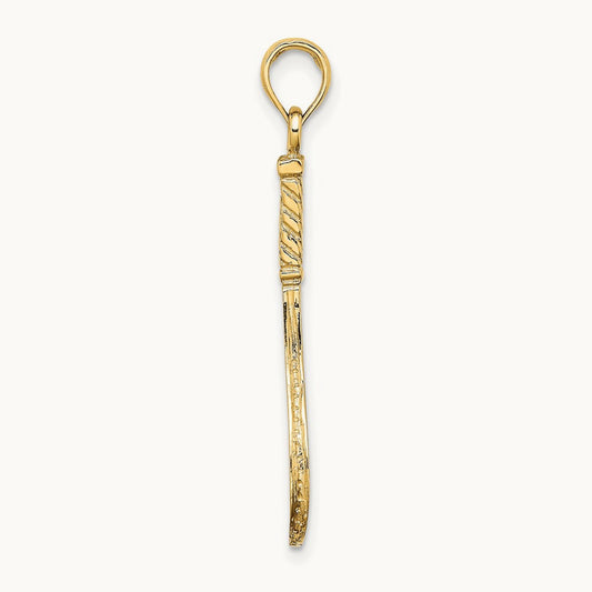 Solid Polished 3-D Tennis Racquet Charm — photo set