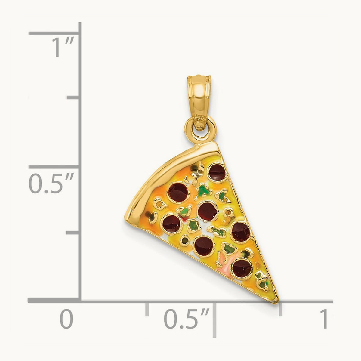 Enameled Pizza Slice Pendant, 14K