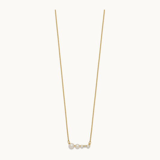 Round FW Cultured Graduated Pearl Diamond Necklace, 14K White