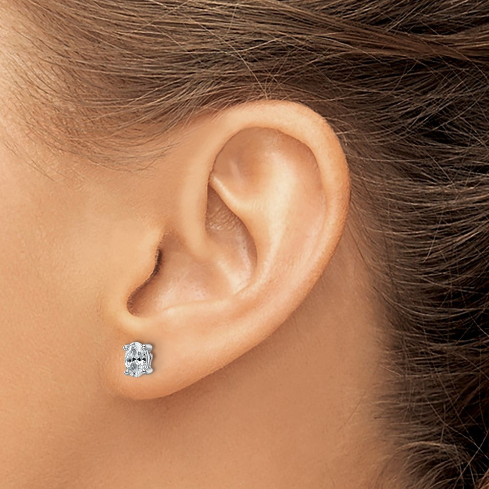 Oval Four-Prong Stud Earrings, 0.50-6.00 ct tw Lab-Grown Diamond — 3/4 ct, 14K White Gold