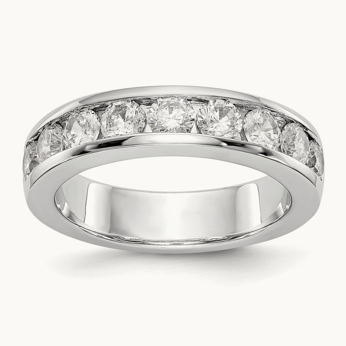 9-Stone Diamond Channel Band, 14K White Gold