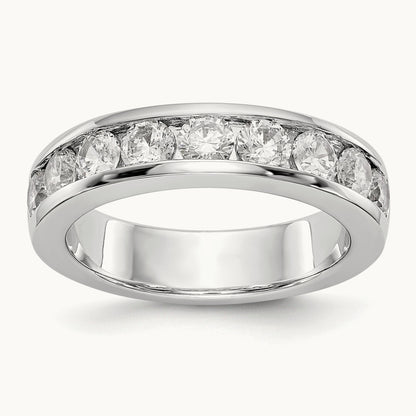 9-Stone Diamond Channel Band, 14K White Gold