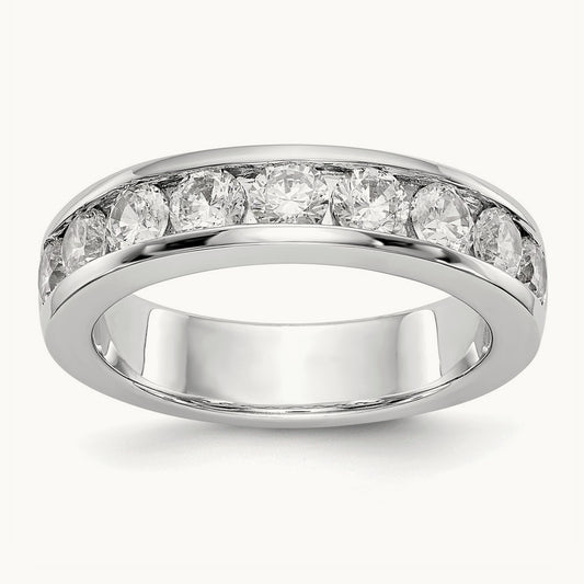 9-Stone Diamond Channel Band, 14K White Gold