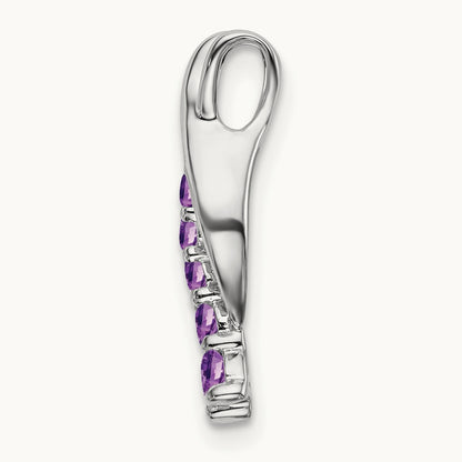Amethyst Journey Chain Slide, 14K White Gold