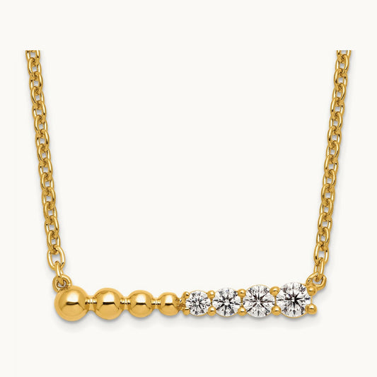 Beaded Bar Necklace, 0.25 ct tw Lab-Grown Diamond