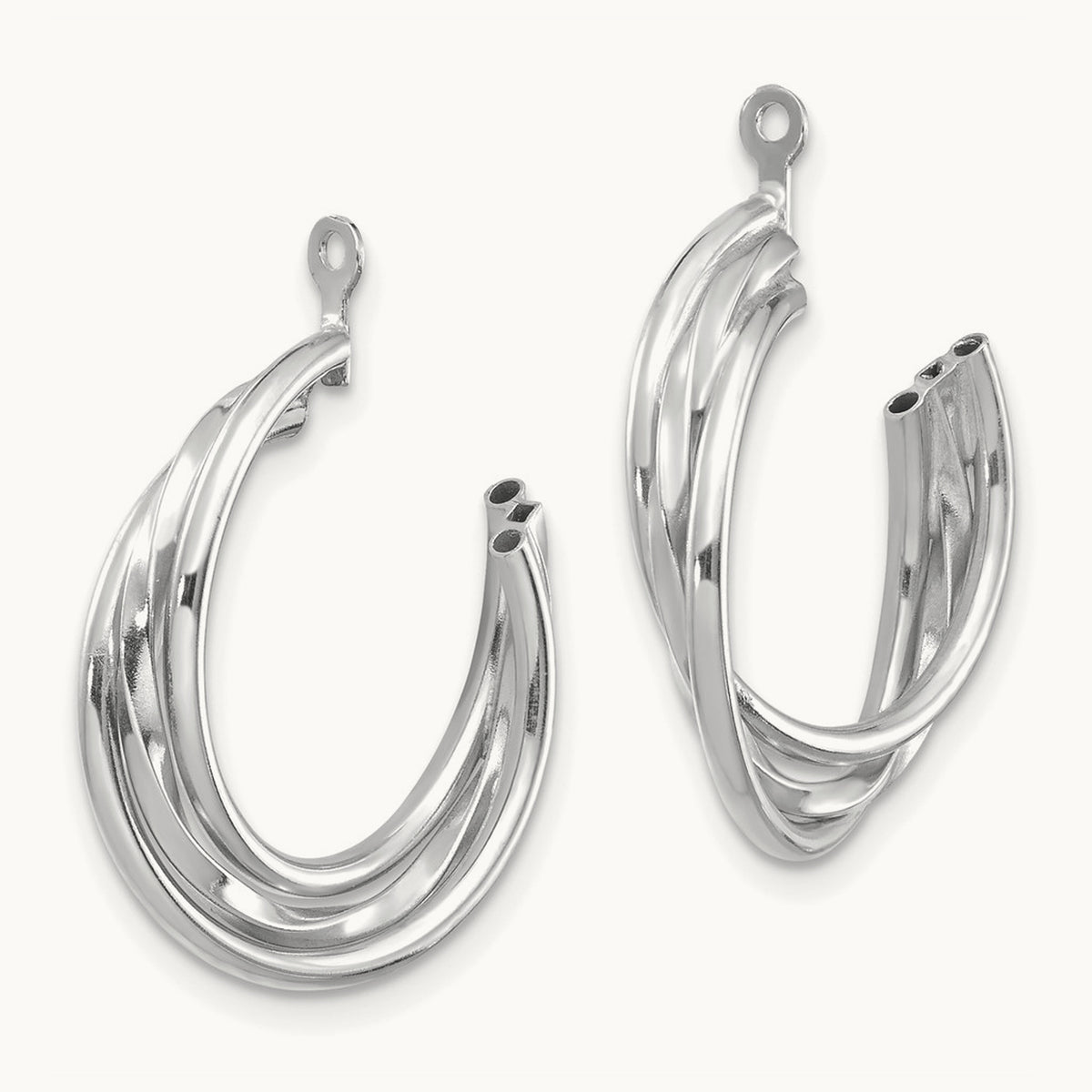 Polished Hoop Earring Jackets — 14K White Gold