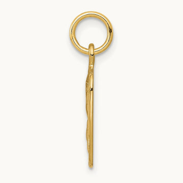 Satin and Diamond-Cut Angel Charm, 14K