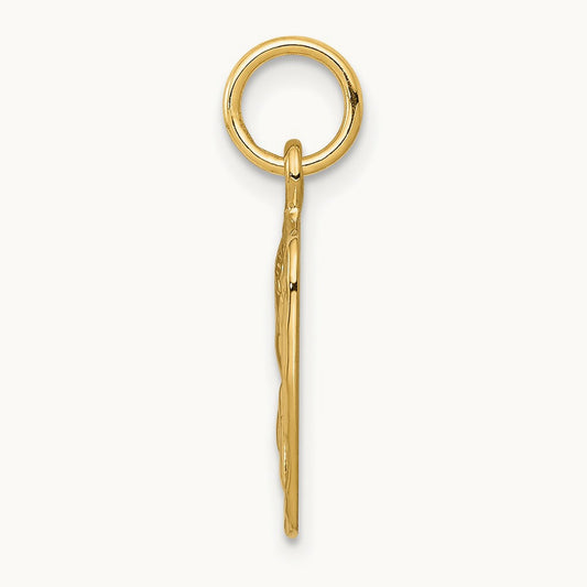 Satin and Diamond-Cut Angel Charm, 14K