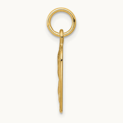 Satin and Diamond-Cut Angel Charm, 14K
