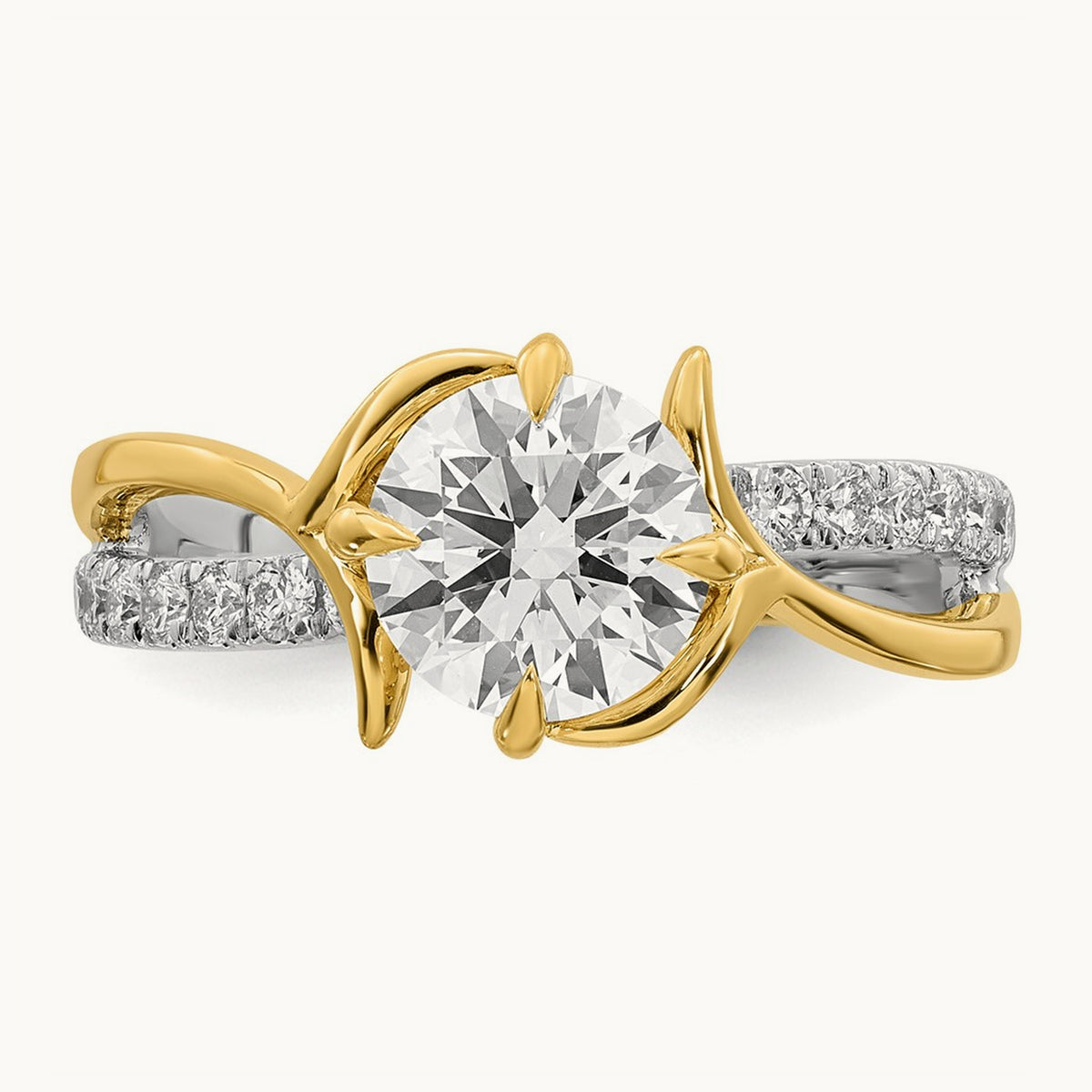 14ktt Certified Round Center Lab Grown Diamond VS+ F+ Ring