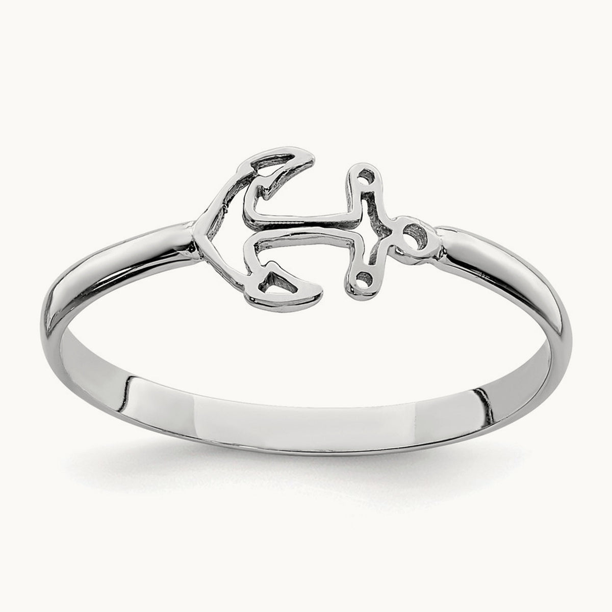 Polished Anchor Ring — 14K White Gold