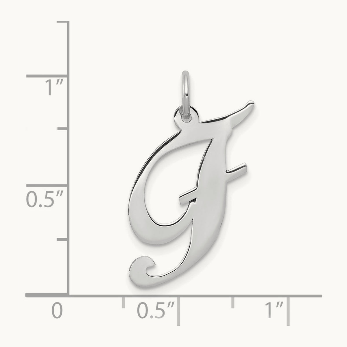 Large Fancy Script Initial Charm — 14K White Gold, F