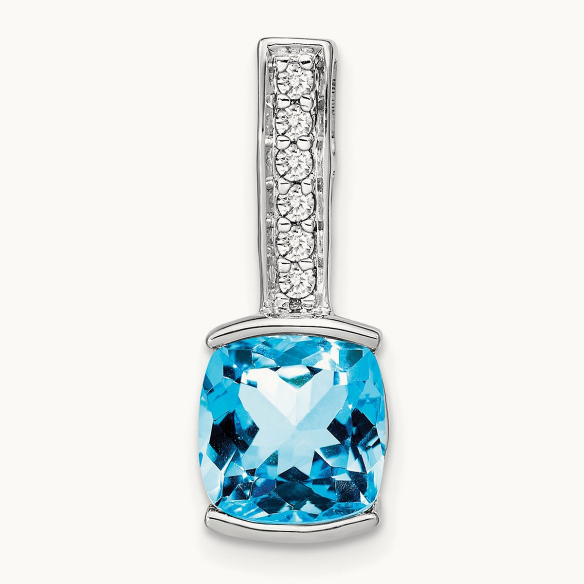 Cushion Blue Topaz and Diamond Pendant — photo set