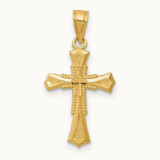 Diamond-cut Cross Pendant, 14K