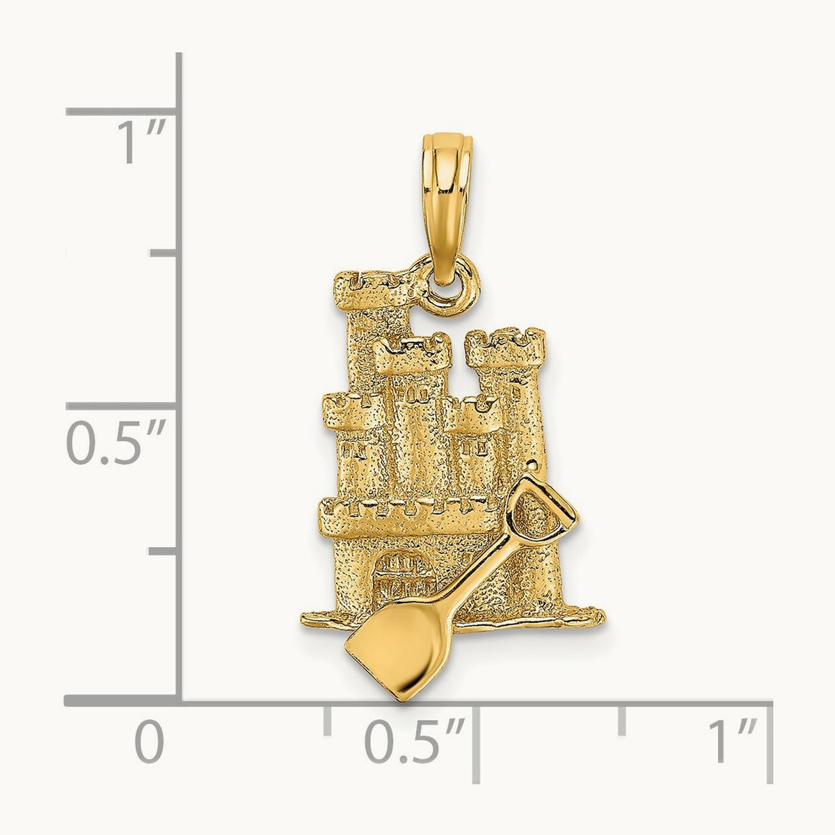 3-D Sand Castle w/ Shovel Charm, 14K