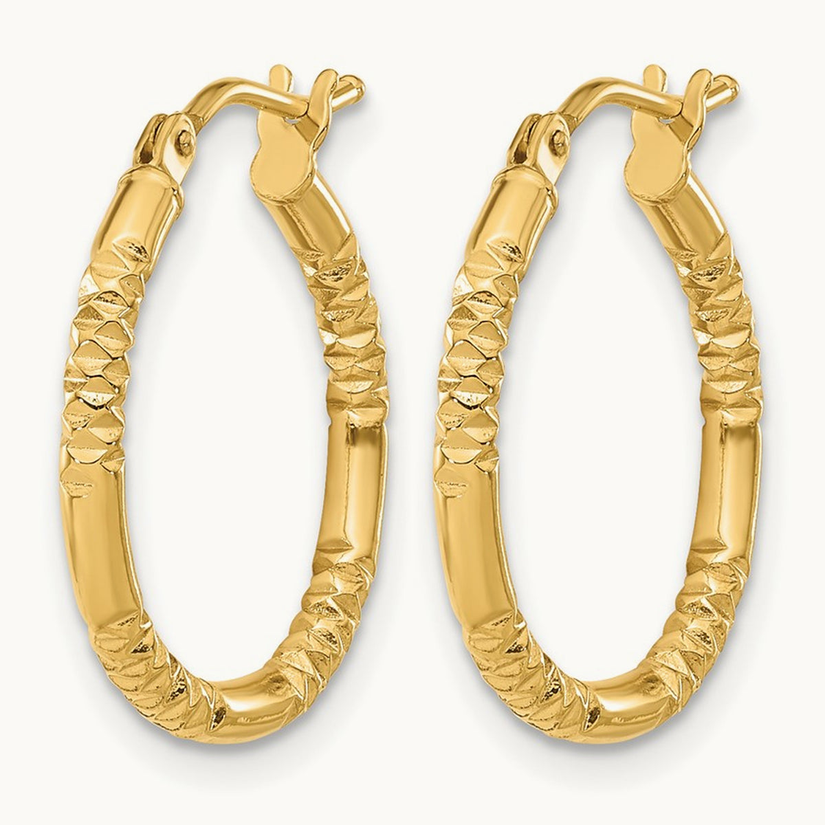 Polished and Textured Hoop Earrings, 14K — Leslie's