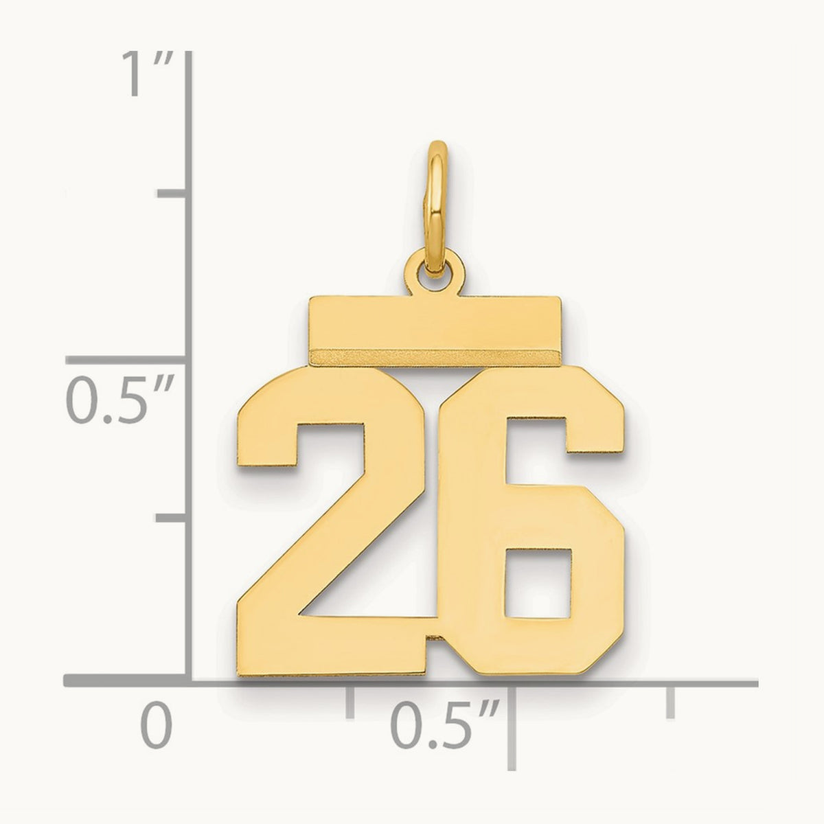 Small Polished Number 26 Charm, 14K