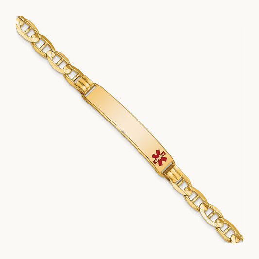 Medical Red Enamel Anchor Link ID Bracelet — 7mm