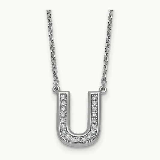 Initial U Necklace, 0.20 ct tw Lab-Grown Diamond