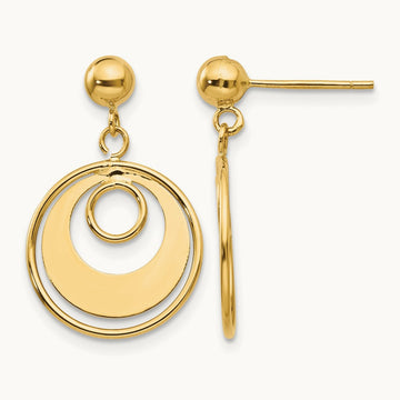 Circle Post Earrings, 14K