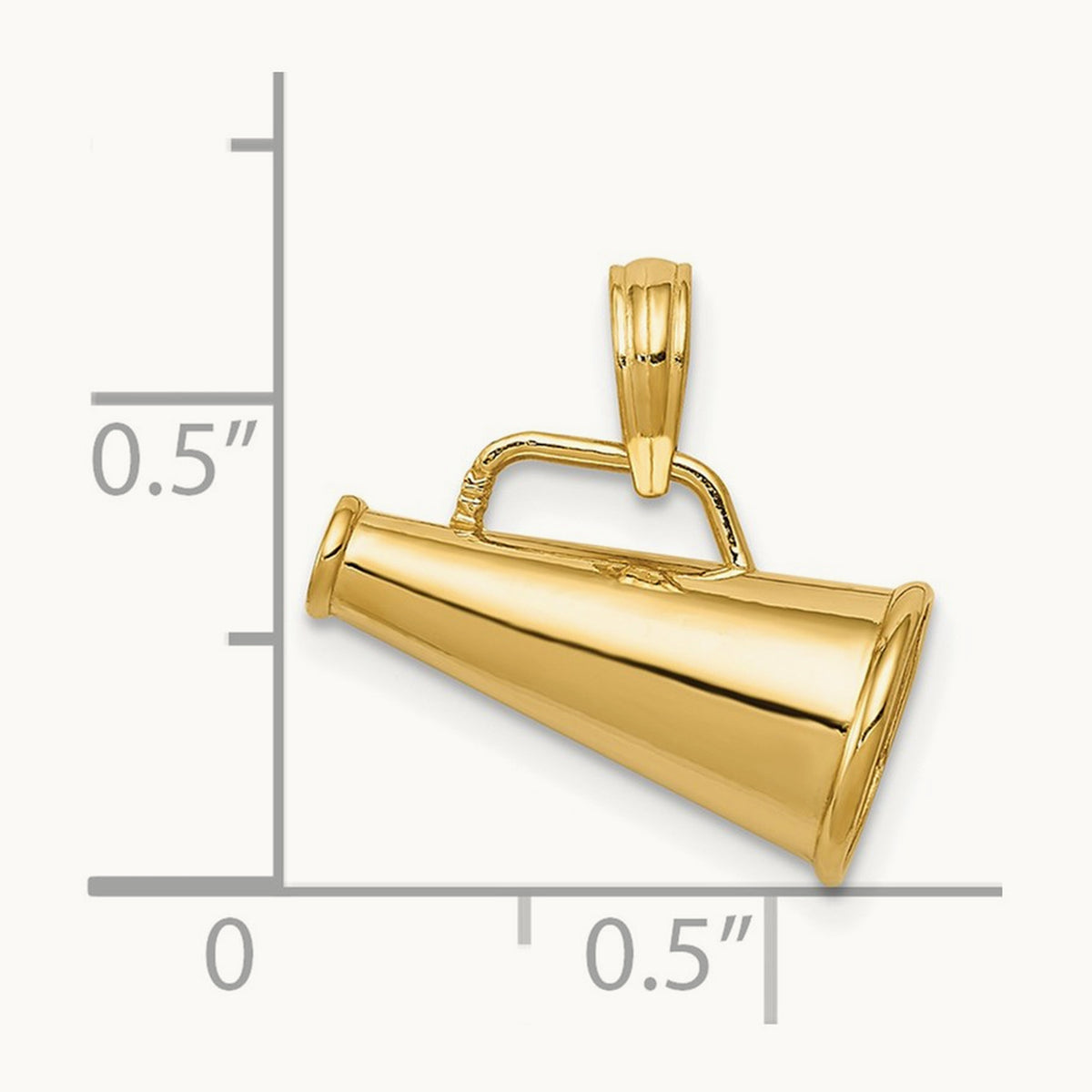 Polished 3-D Small Megaphone Pendant, 14K