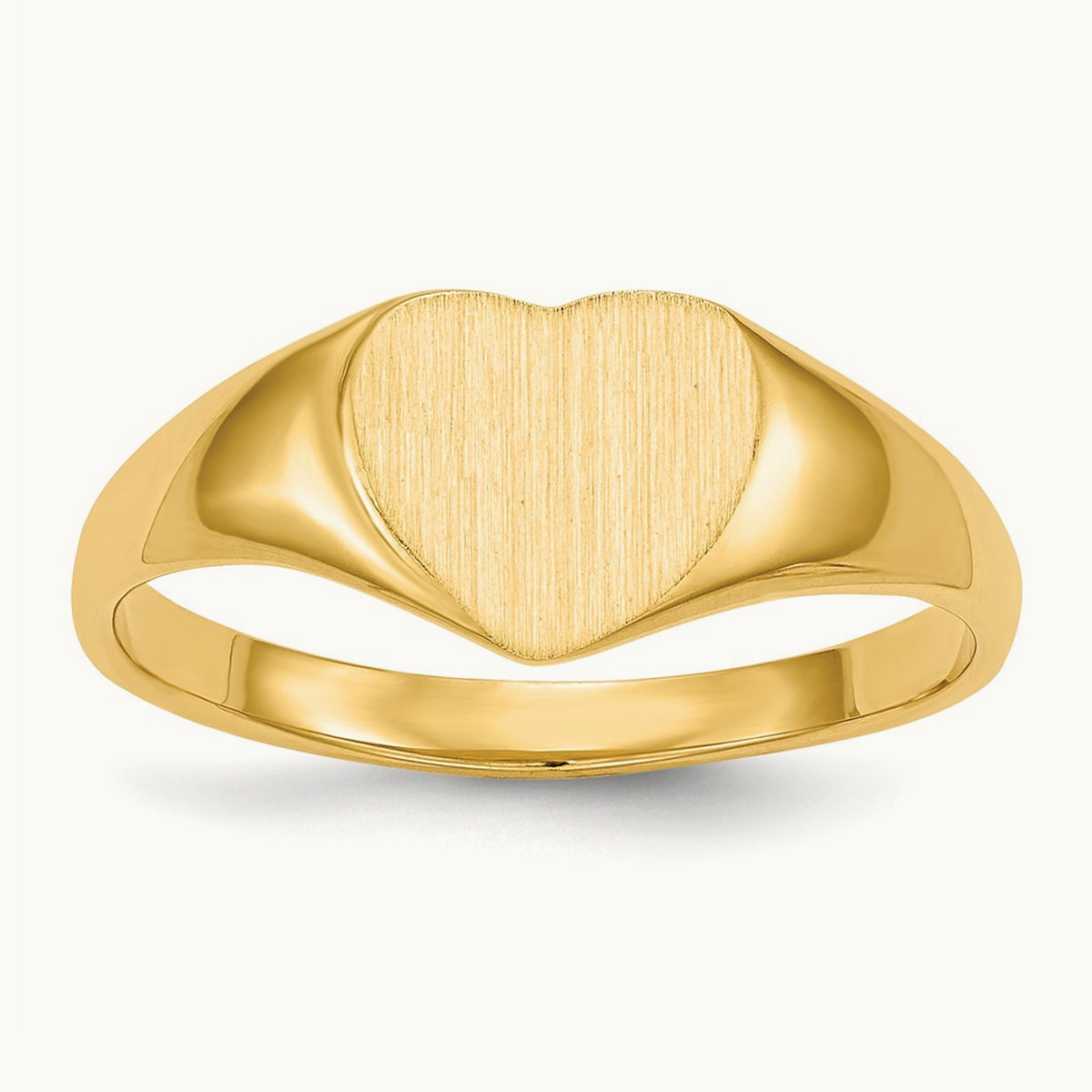 Closed Back Heart Signet Ring — 14K Yellow Gold, 8.5x7.5mm, 6