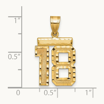 Medium Diamond-cut Number 18 Charm, 14K