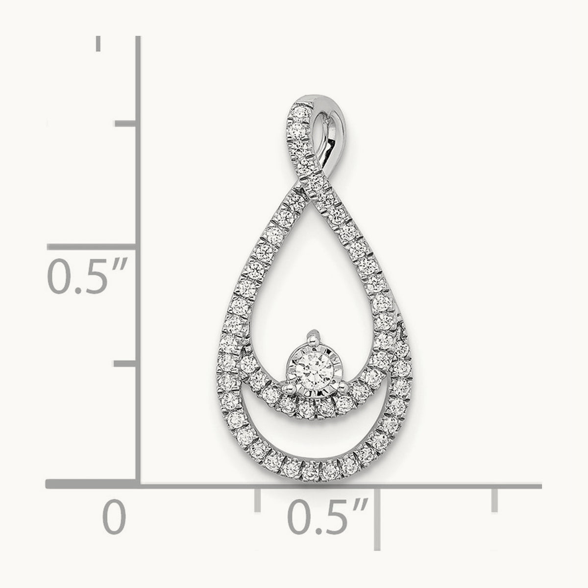 Diamond Teardrop Chain Slide, 14K White Gold