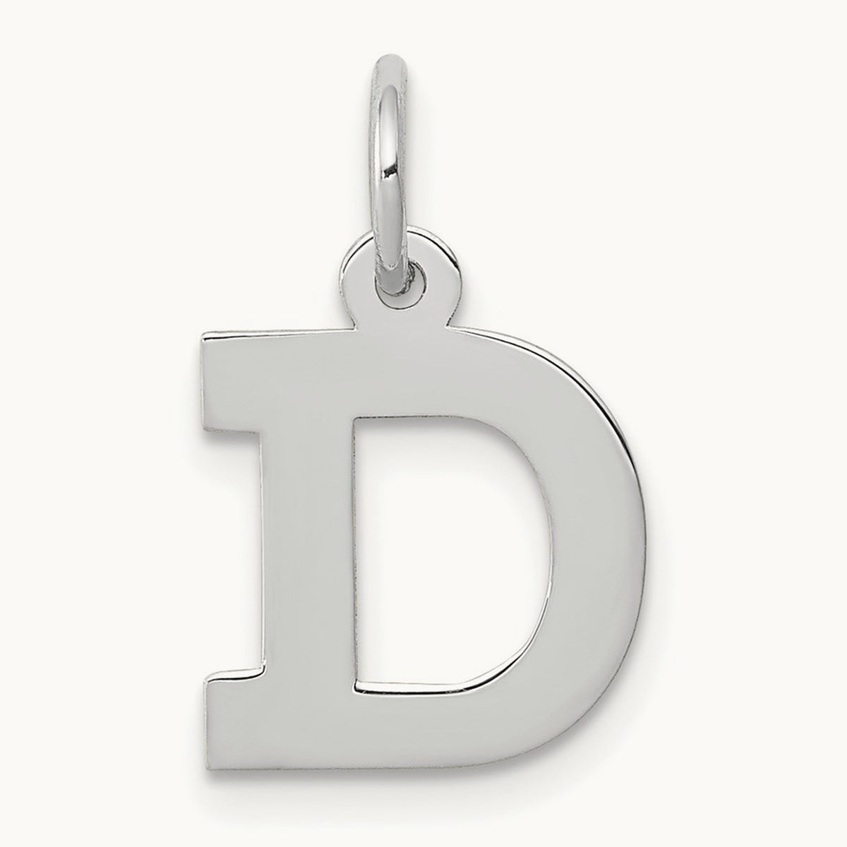 Small Block Initial Charm — 14K White Gold, D