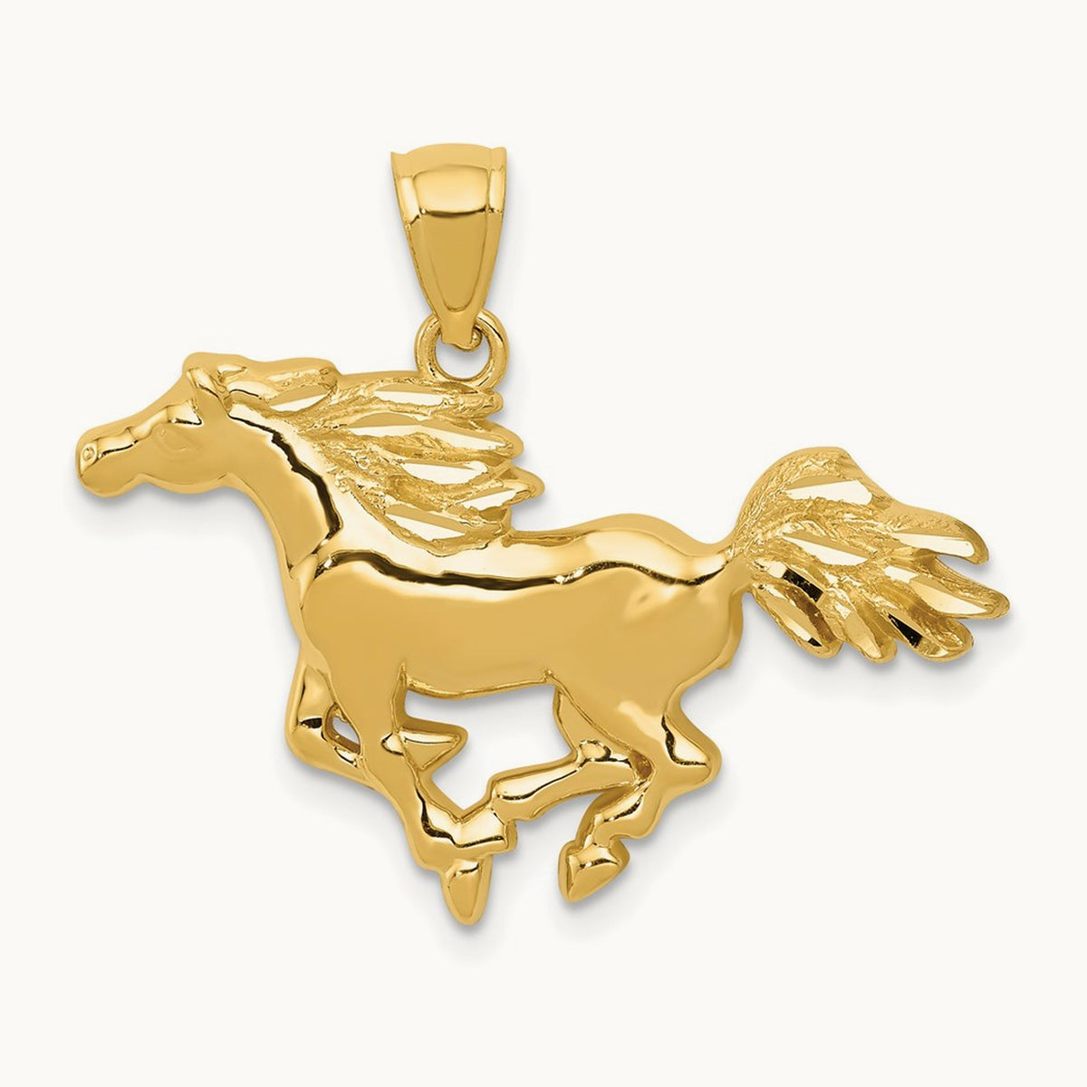 Polished Horse Pendant, 14K