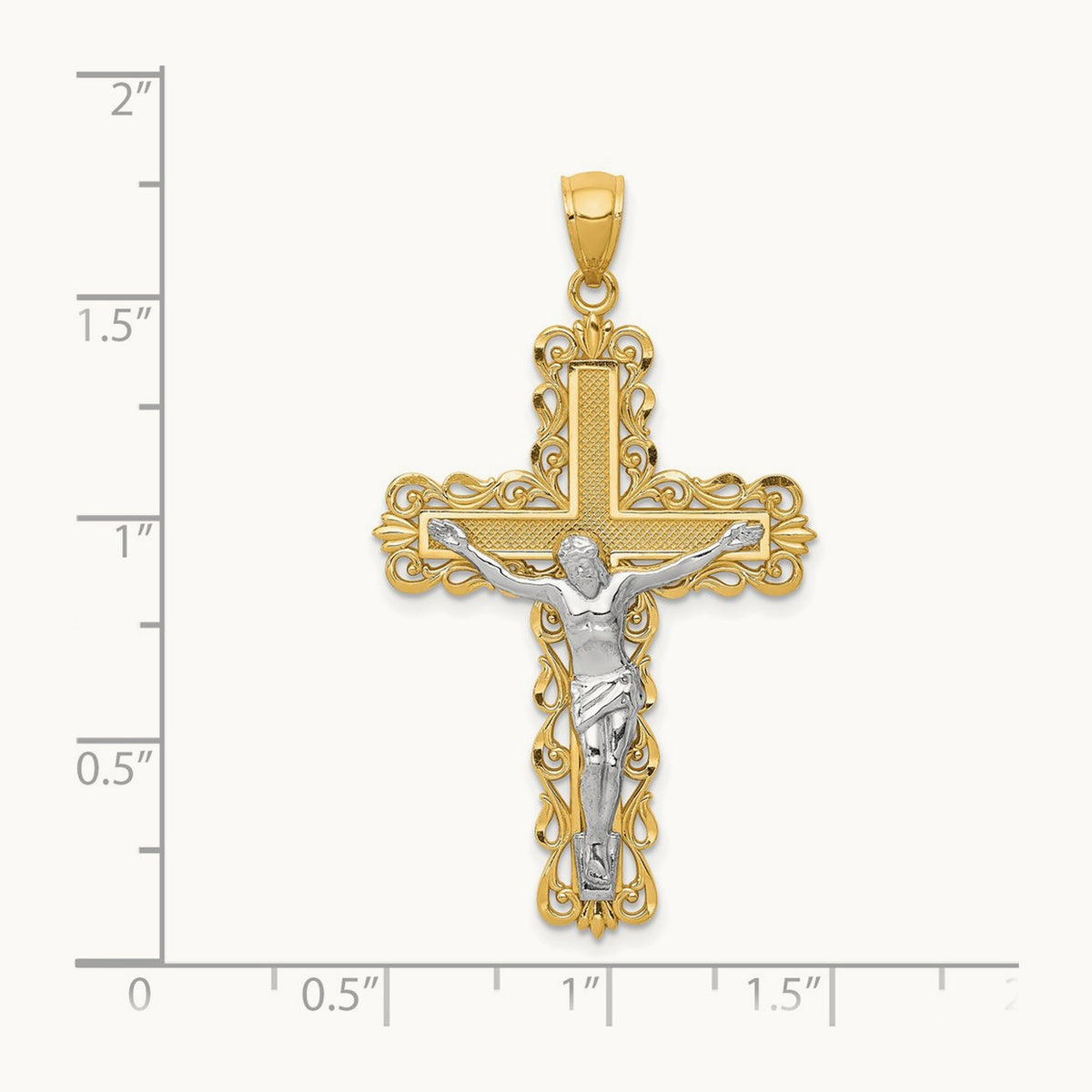 Crucifix Pendant, 14K Two-tone