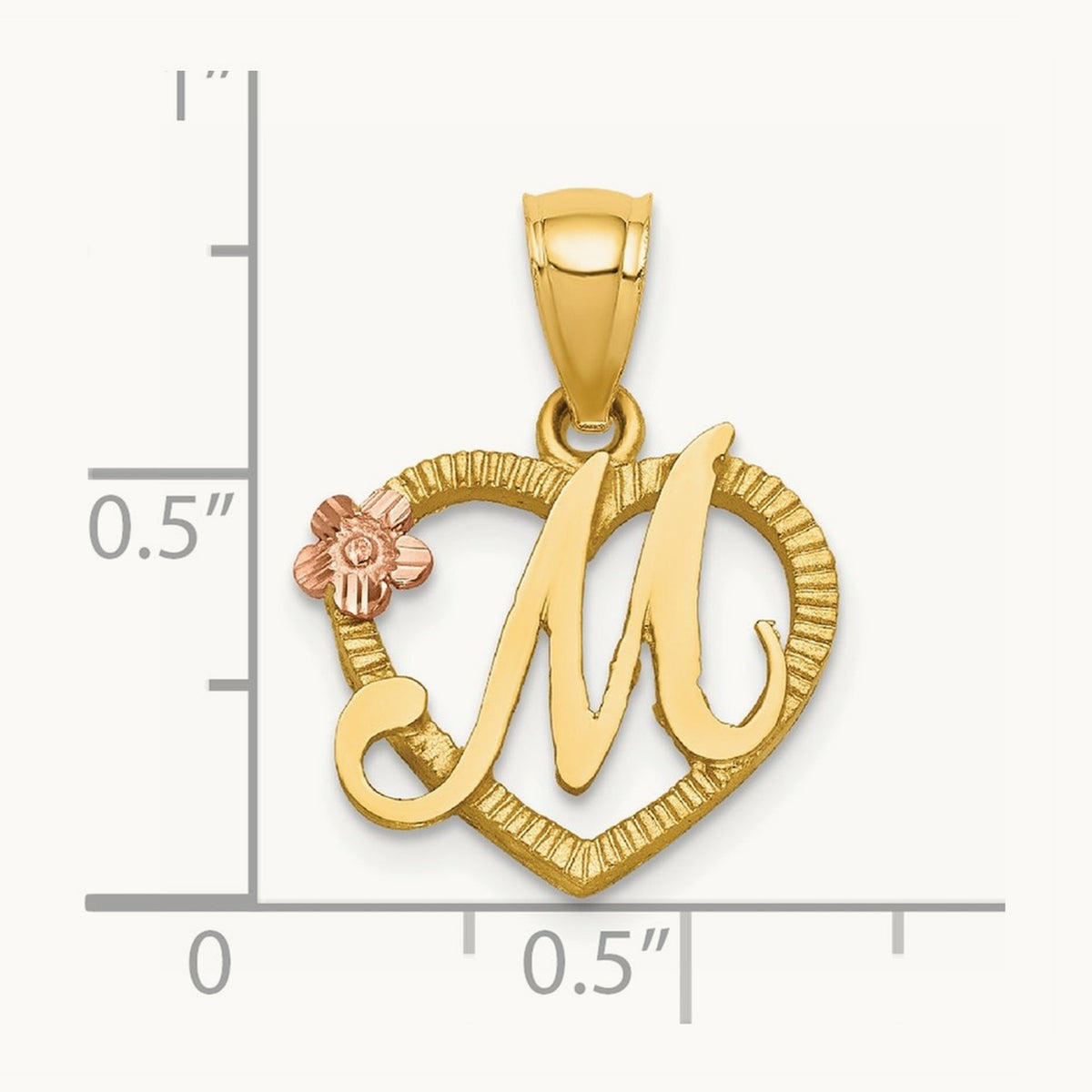 Heart Initial Pendant — 14K Two-Tone Gold, M