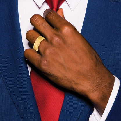 IB Goodman Men's Satin Octagonal Ring, 7.7mm, 14K Gold — 14K Yellow Gold