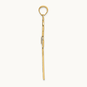 w/Rhodium HOPE FAITH LOVE BELIEVE Cross Pendant, 14K