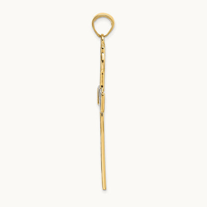 w/Rhodium HOPE FAITH LOVE BELIEVE Cross Pendant, 14K